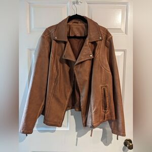NWOT Max Studio Faux Tan Leather Jacket